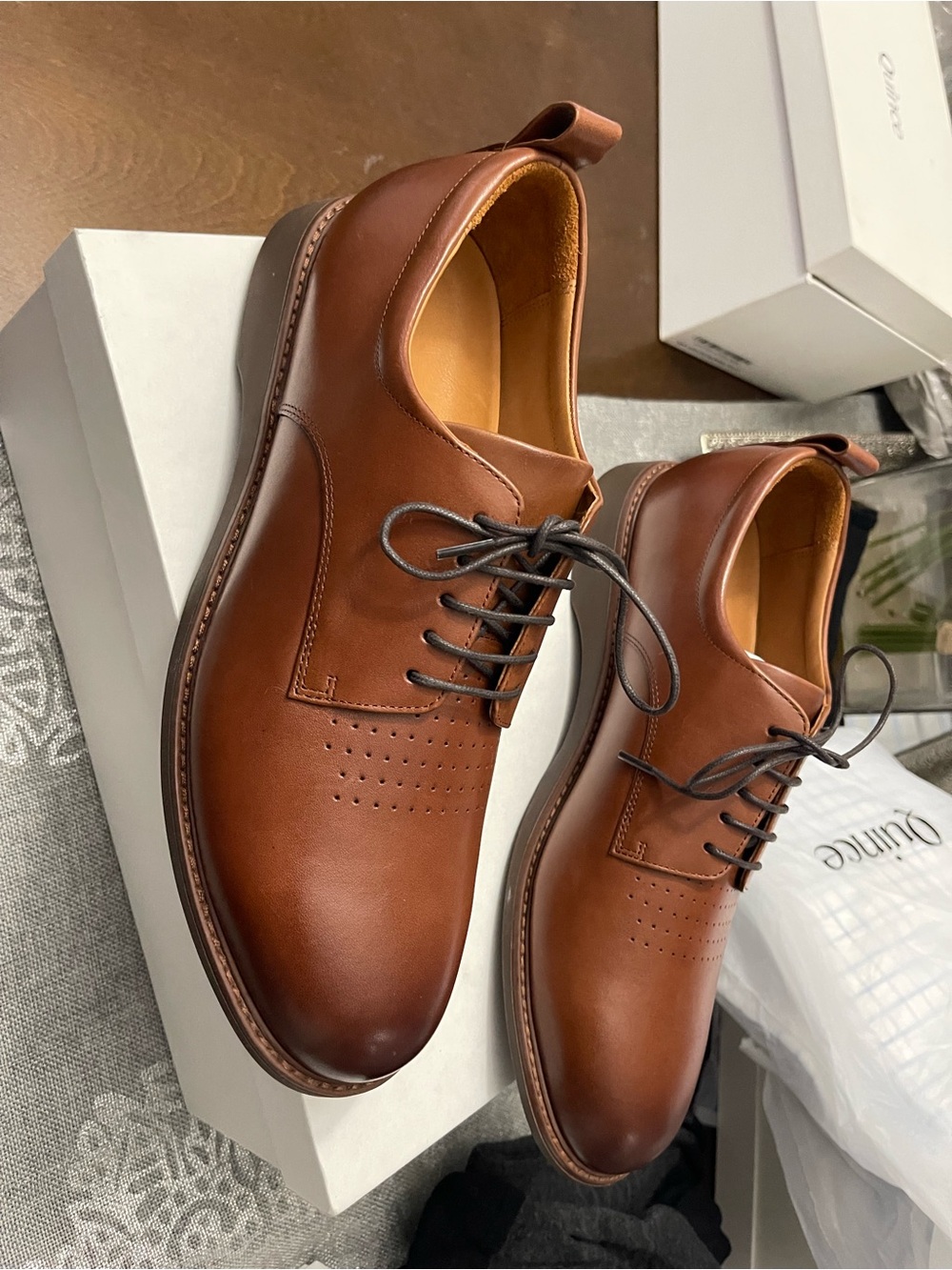 Quince Chestnut Brown Leather Derby Shoes